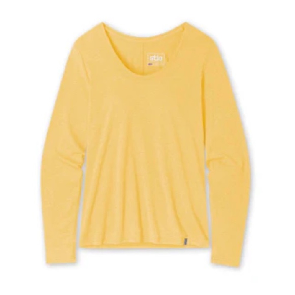 Set of TWO Stio Divide Scoop Neck Long Sleeve Tee, Yellow and Leaf Green, Medium - Picture 2 of 14